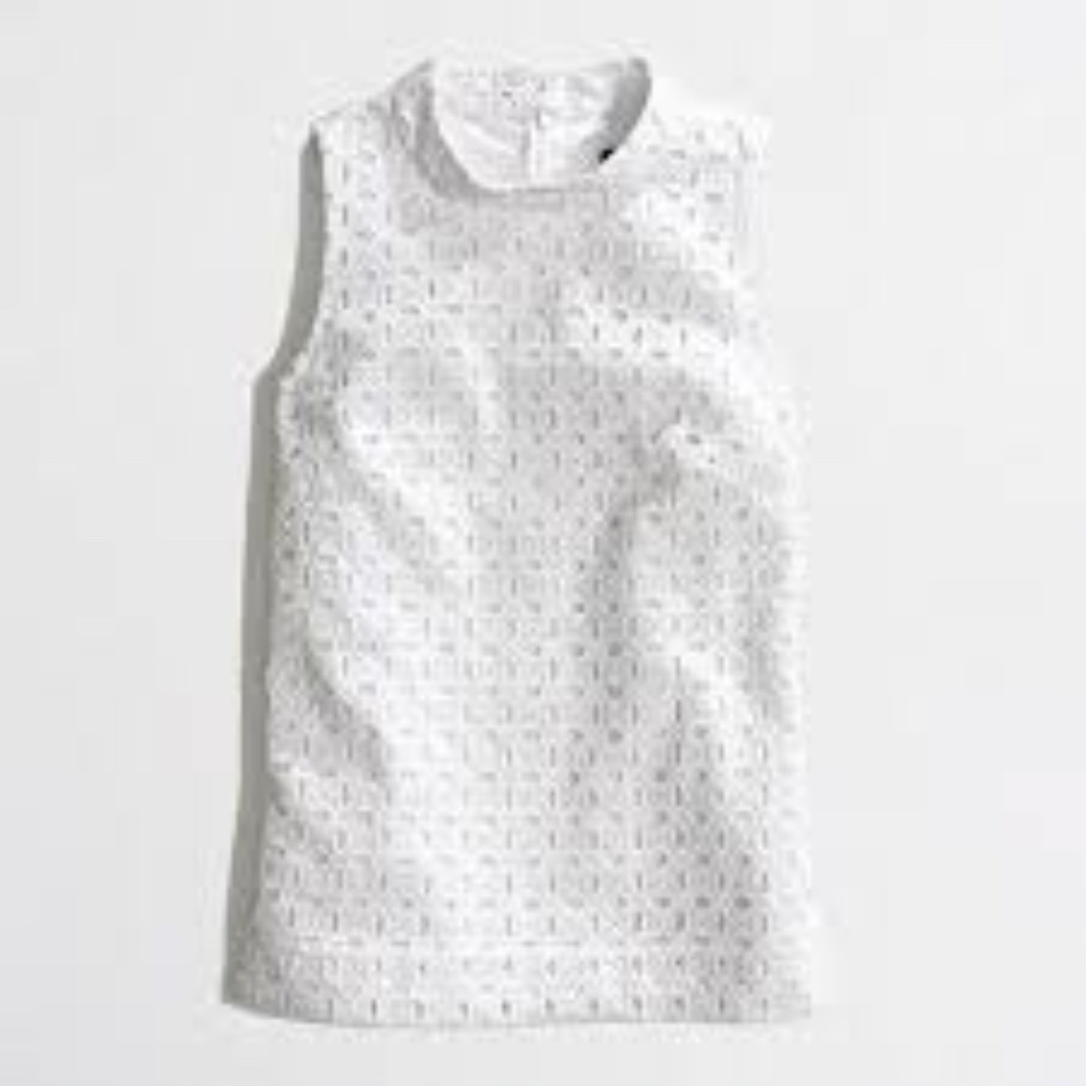 J Crew White Cotton Eyelet Tank sz 12 NWT